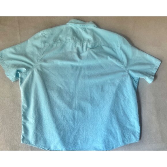 George Mens 3X Short-Sleeve Button-Down Light Blue Cotton Shirt Chest Pocket - Picture 2 of 7